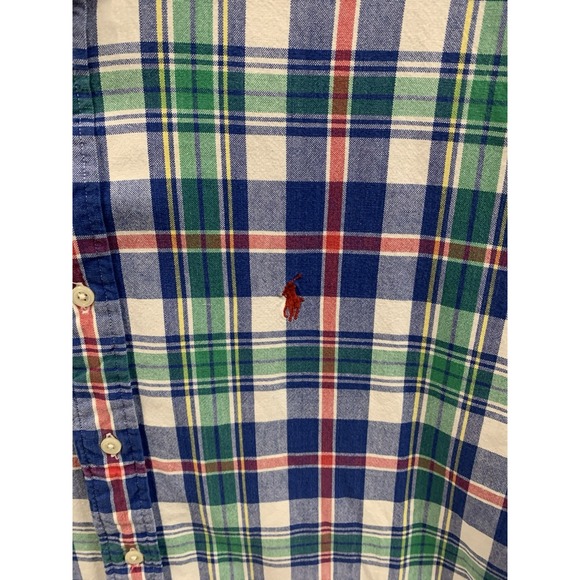 Ralph Lauren Shirt Mens Medium Blue Red Plaid Blaire Long‎ Sleeve Button Down - Picture 4 of 12